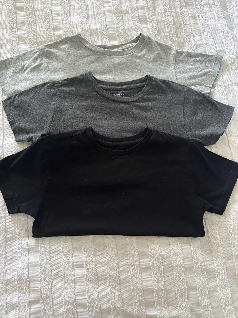 Polo by Ralph Lauren Kids 3-Pack Crewneck Tees - Black, Charcoal & Light Gray